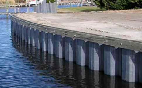 Шпунты Ларсена в воде